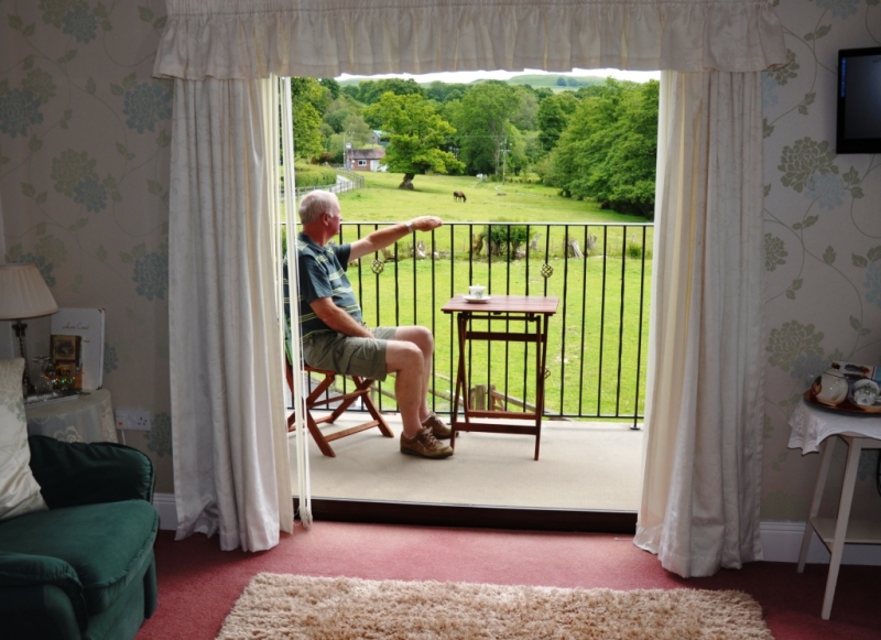 Bufton Suite balcony. A cup of tea on the balcony